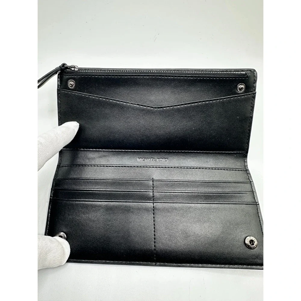 Michael Kors Green Zip Up Button Up Wallet and Business Card Holder SKU 1-024